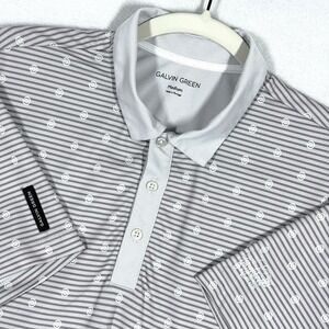 Galvin Green Polo Shirt Men Medium Monty Striped Double G Print Performance Logo